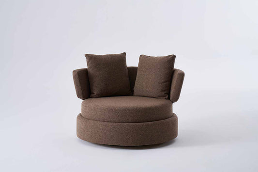 A1207 Runder Brauner Sessel