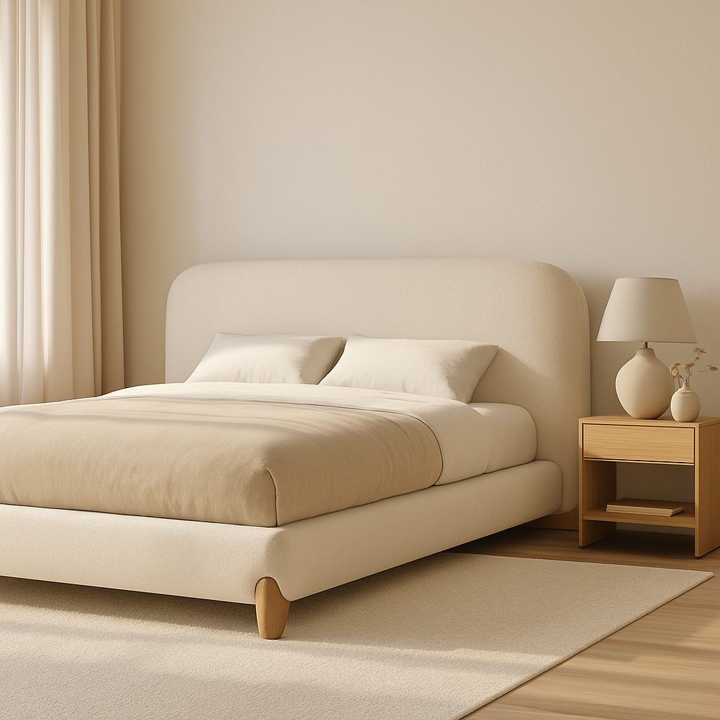 Stoffbett mit Holzfüess