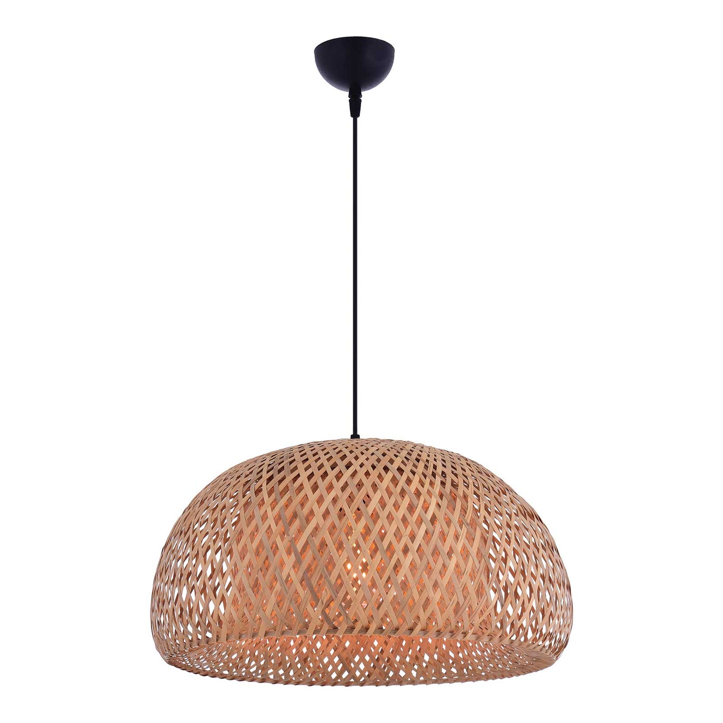 Pendelleuchte Rattan halbrund Gitter Lichtmuster Wohnzimmer Schweiz – Ahié