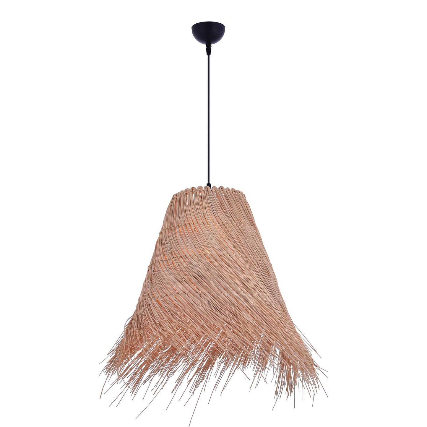 Pendelleuchte Rattan Fransen schlank pyramidal Esstisch Schweiz – Ahié