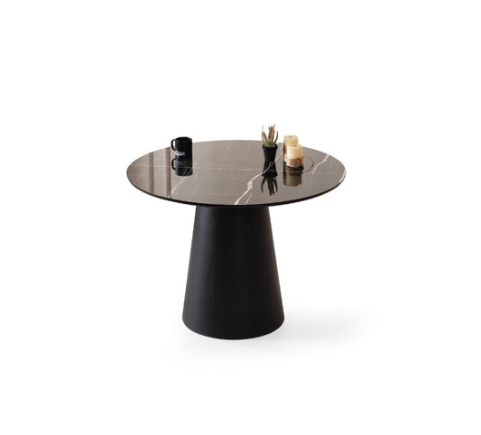 T1403 Schwarzer Runder Esstisch