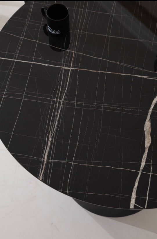 T1403 Schwarzer Runder Esstisch