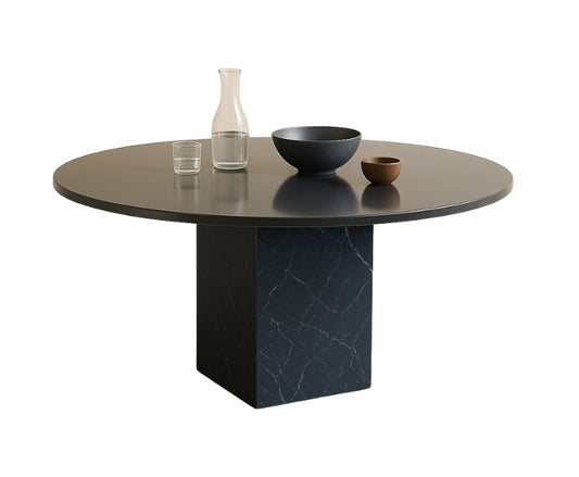 T2020 Dunkelblauer runder Esstisch