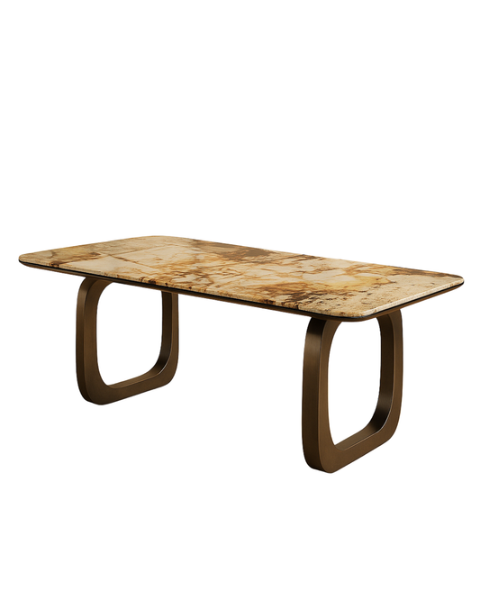 T2028 Esstisch mit bronzenem Gestell