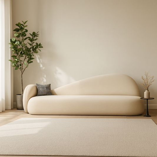 3-Sitzer Sofa mit langer Sitzbahn in cremefarbenem Stoff – Ahié