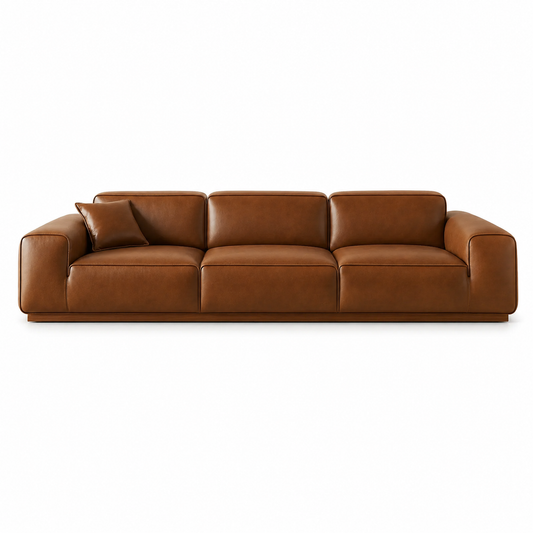 3-Sitzer Sofa mit Holzgestell und Echtlederbezug
