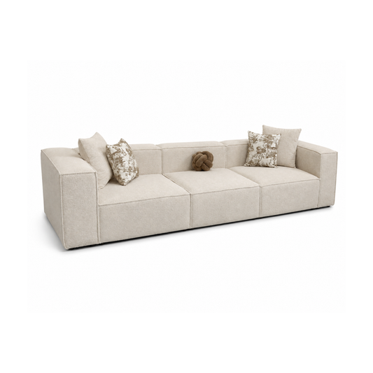 Ecksofa mit breiter Eckpolsterung – Heller Stoff