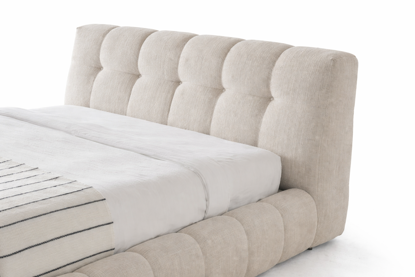 Polsterbett gerastertes Kopfteil Stoff Bettkasten Schlafzimmer Schweiz – Ahié