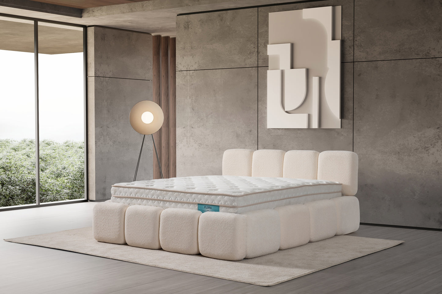 Polsterbett blockartige Segmentstruktur Stoff Bettkasten Schlafzimmer Schweiz – Ahié