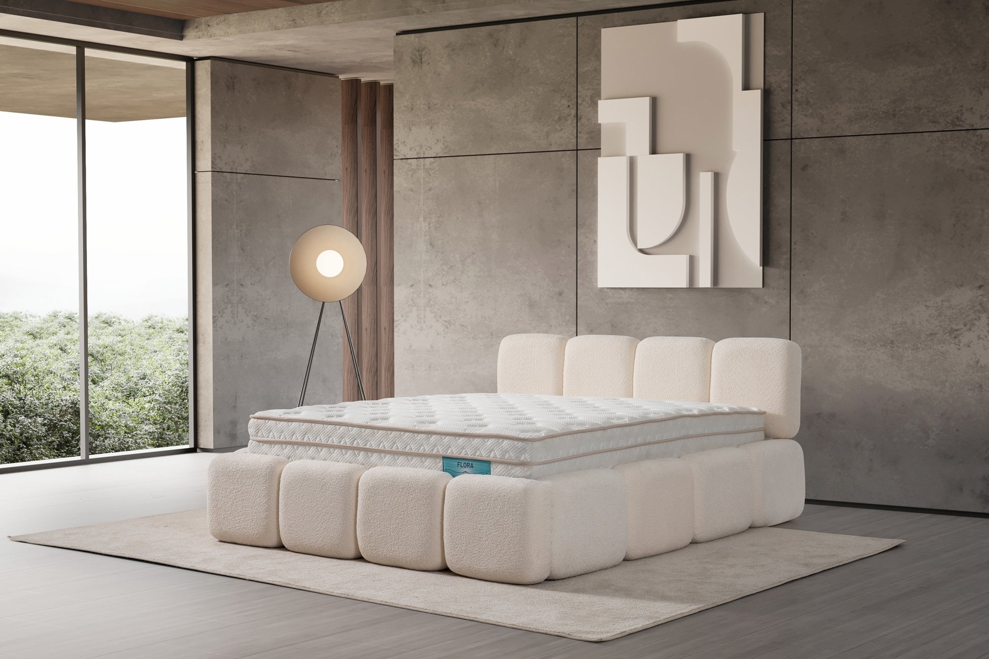Polsterbett blockartige Segmentstruktur Stoff Bettkasten Schlafzimmer Schweiz – Ahié