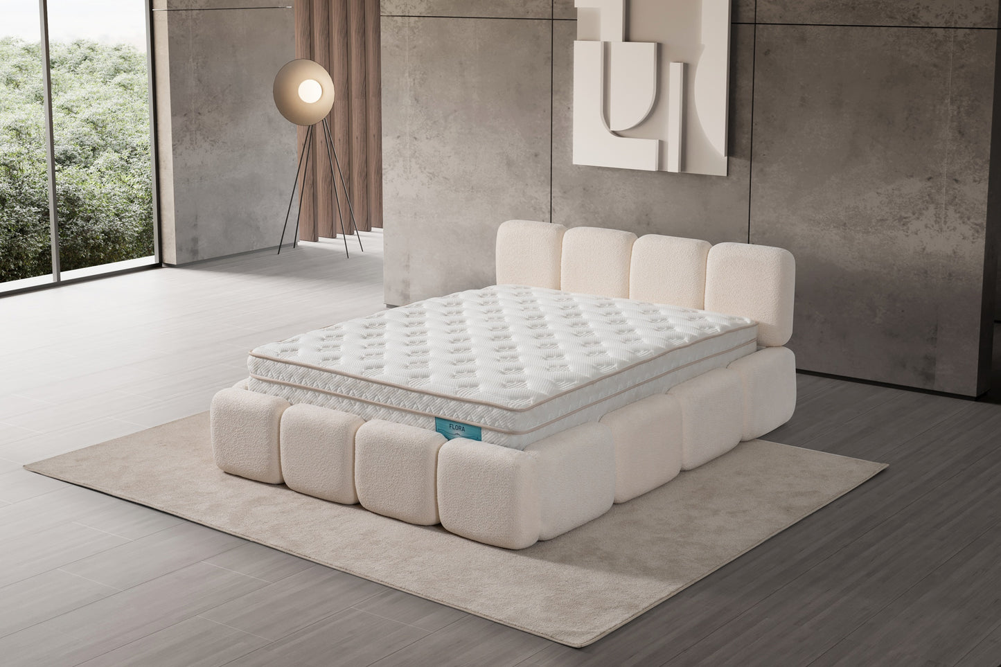 Polsterbett blockartige Segmentstruktur Stoff Bettkasten Schlafzimmer Schweiz – Ahié