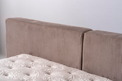 Polsterbett fein gerippter Bezug Stoff Bettkasten Schlafzimmer Schweiz – Ahié
