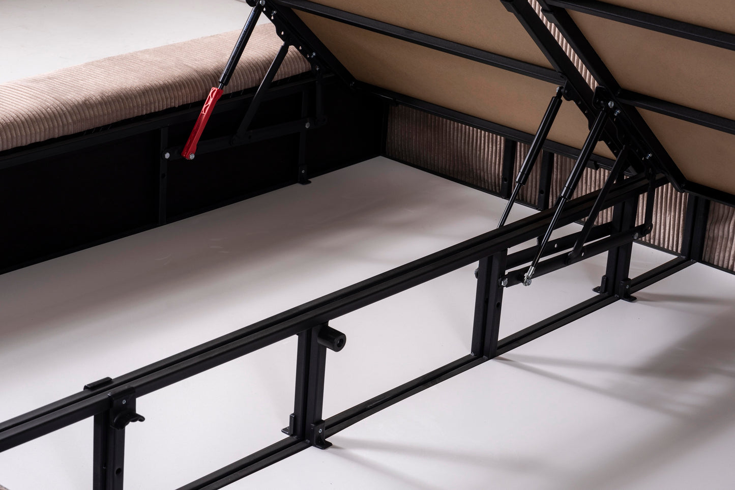 Polsterbett fein gerippter Bezug Stoff Bettkasten Schlafzimmer Schweiz – Ahié