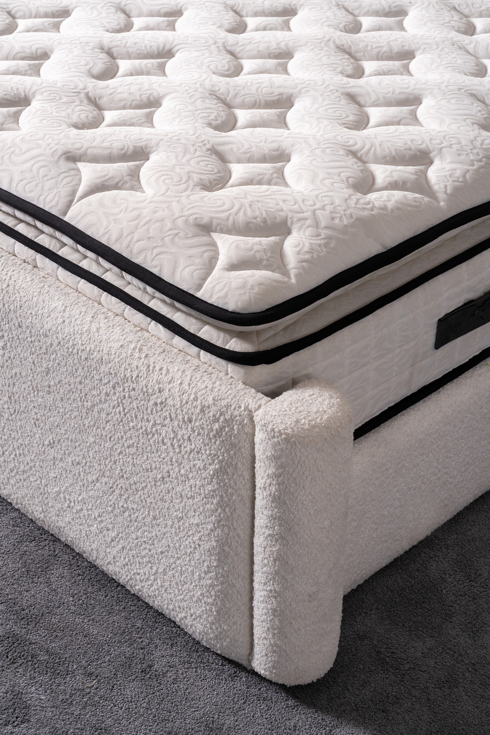 Polsterbett reduziertes Kopfteil Stoff Bettkasten Schlafzimmer Schweiz – Ahié