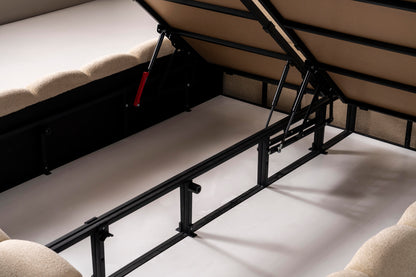 Polsterbett abgerundetes Segmentkopfteil Stoff Bettkasten Schlafzimmer Schweiz – Ahié