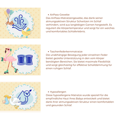 Kindermatratze mittelhart mit Liniensteppung kaufen – Ahié.ch