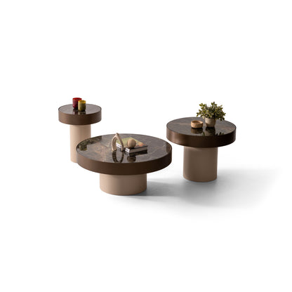 Rundes Couchtisch-Set mit Marmorplatte und Messingfuss – CT2401 – Ahié