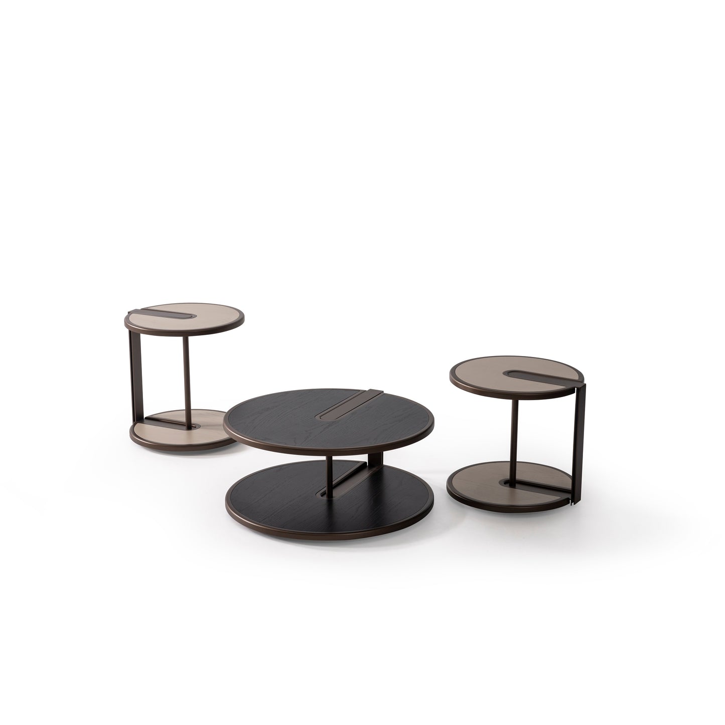 Couchtisch-Set Echtholzfurnier mit Metallbeinen – CT2402 – Ahié