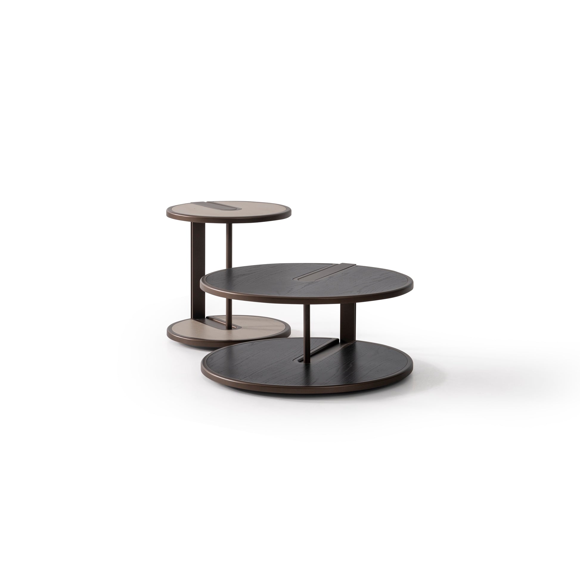 Couchtisch-Set Echtholzfurnier mit Metallbeinen – CT2402 – Ahié