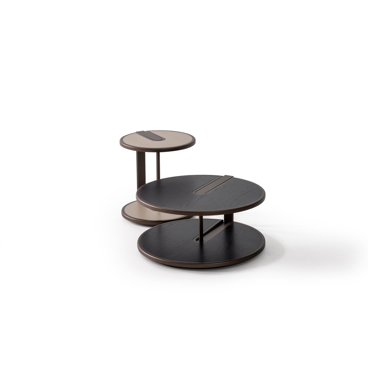 Couchtisch-Set Echtholzfurnier mit Metallbeinen – CT2402 – Ahié