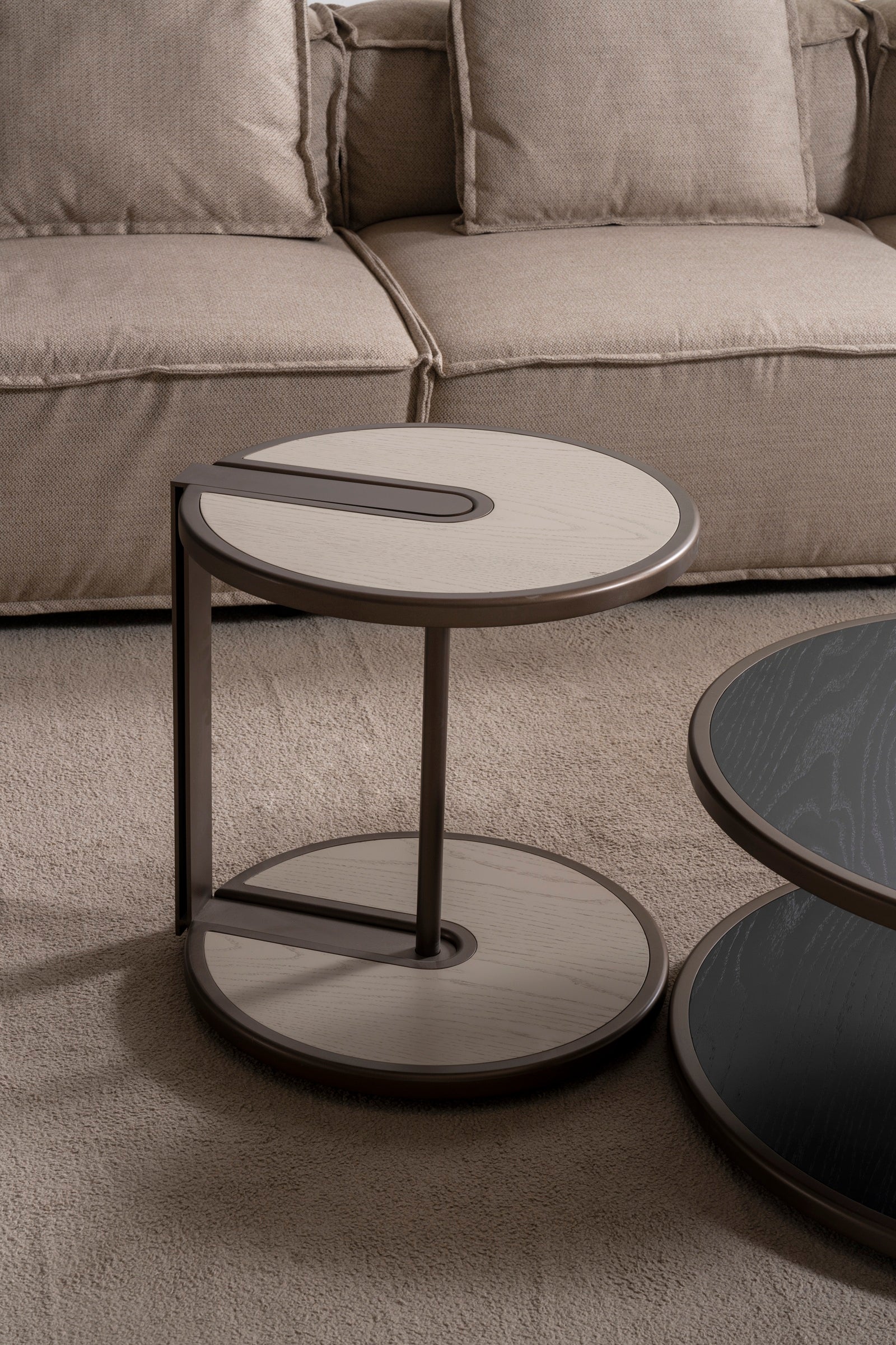 Couchtisch-Set Echtholzfurnier mit Metallbeinen – CT2402 – Ahié