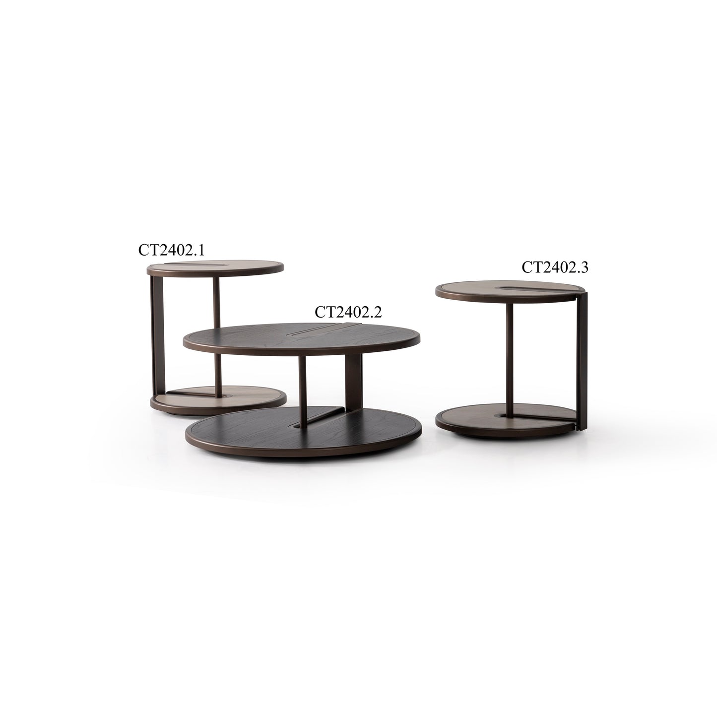 Couchtisch-Set Echtholzfurnier mit Metallbeinen – CT2402 – Ahié