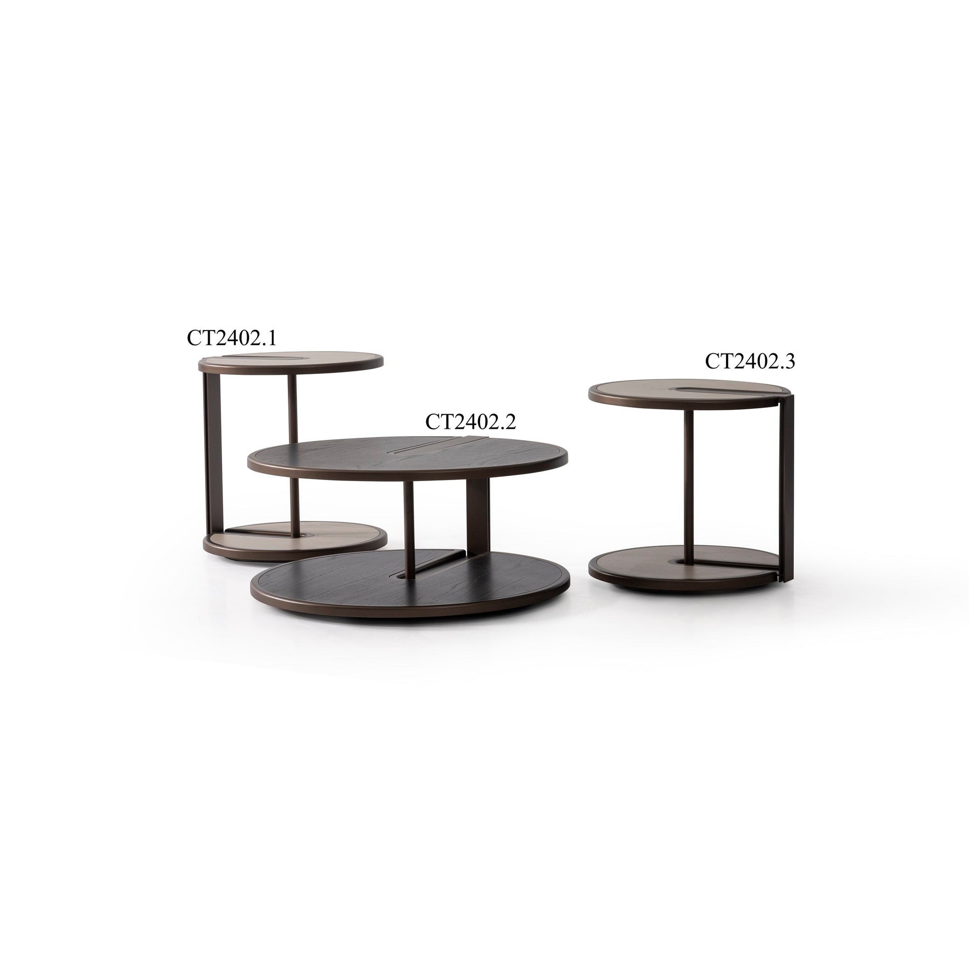 Couchtisch-Set Echtholzfurnier mit Metallbeinen – CT2402 – Ahié