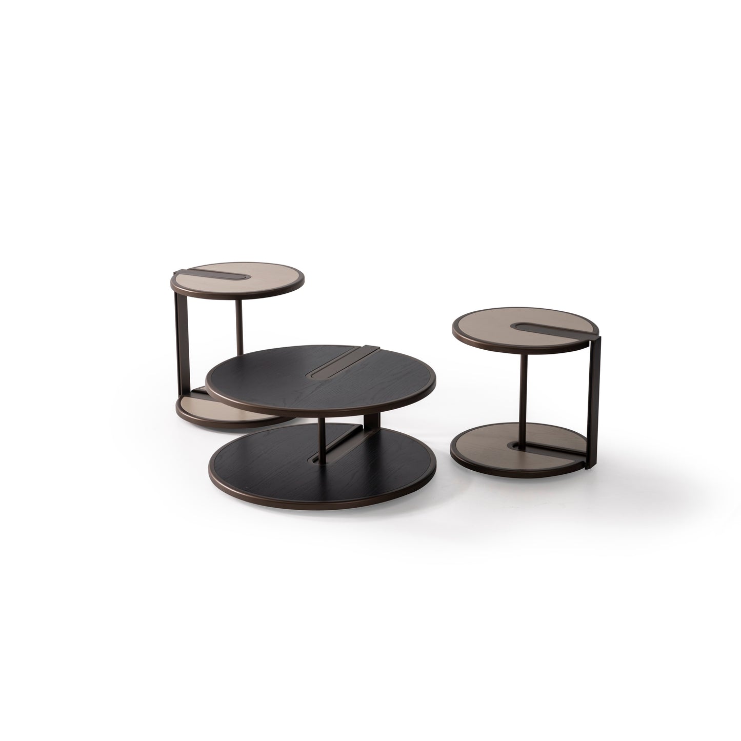 Couchtisch-Set Echtholzfurnier mit Metallbeinen – CT2402 – Ahié