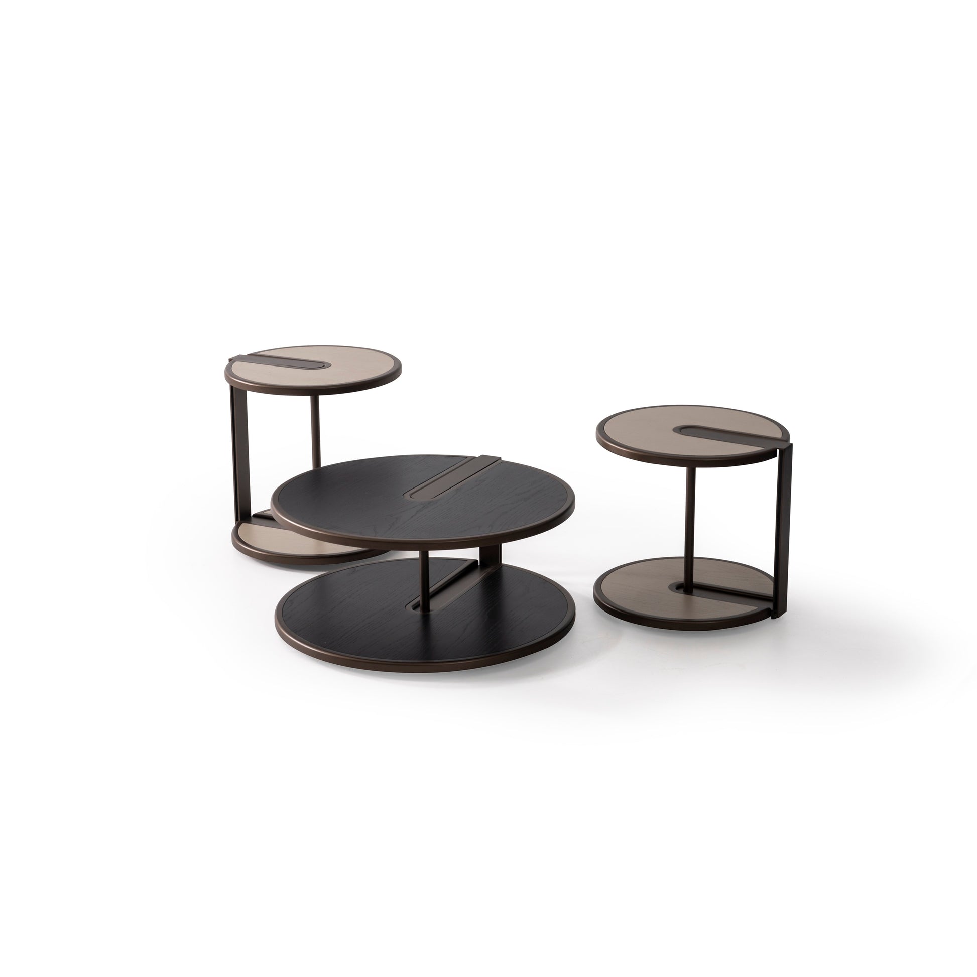 Couchtisch-Set Echtholzfurnier mit Metallbeinen – CT2402 – Ahié
