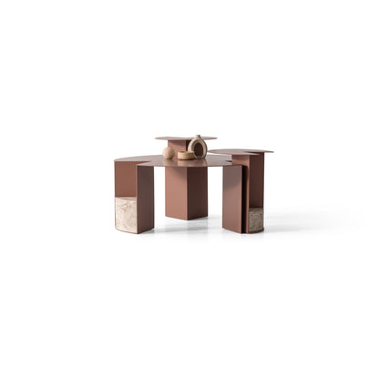 Couchtisch-Set Marmoroptik-Platte mit Metallkorpus – CT2404 – Ahié