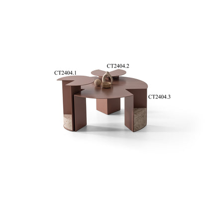 Couchtisch-Set Marmoroptik-Platte mit Metallkorpus – CT2404 – Ahié