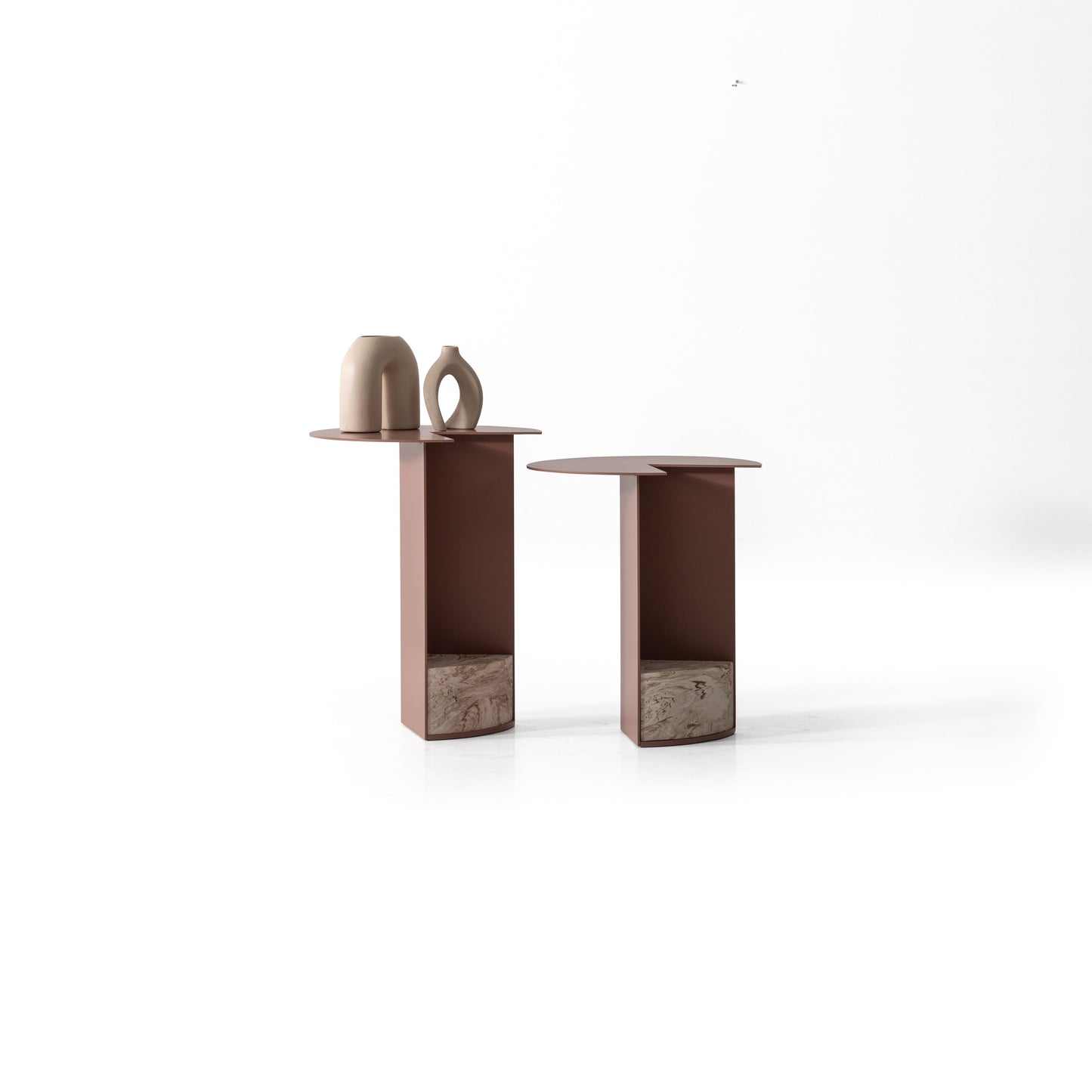 Couchtisch-Set Marmoroptik-Platte mit Metallkorpus – CT2404 – Ahié