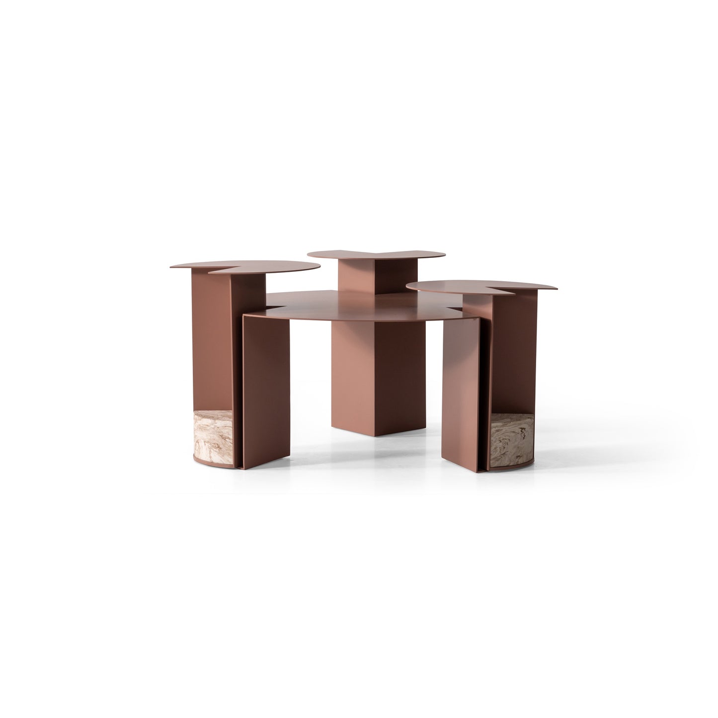 Couchtisch-Set Marmoroptik-Platte mit Metallkorpus – CT2404 – Ahié