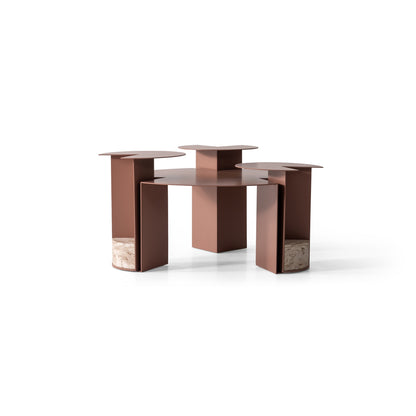 Couchtisch-Set Marmoroptik-Platte mit Metallkorpus – CT2404 – Ahié