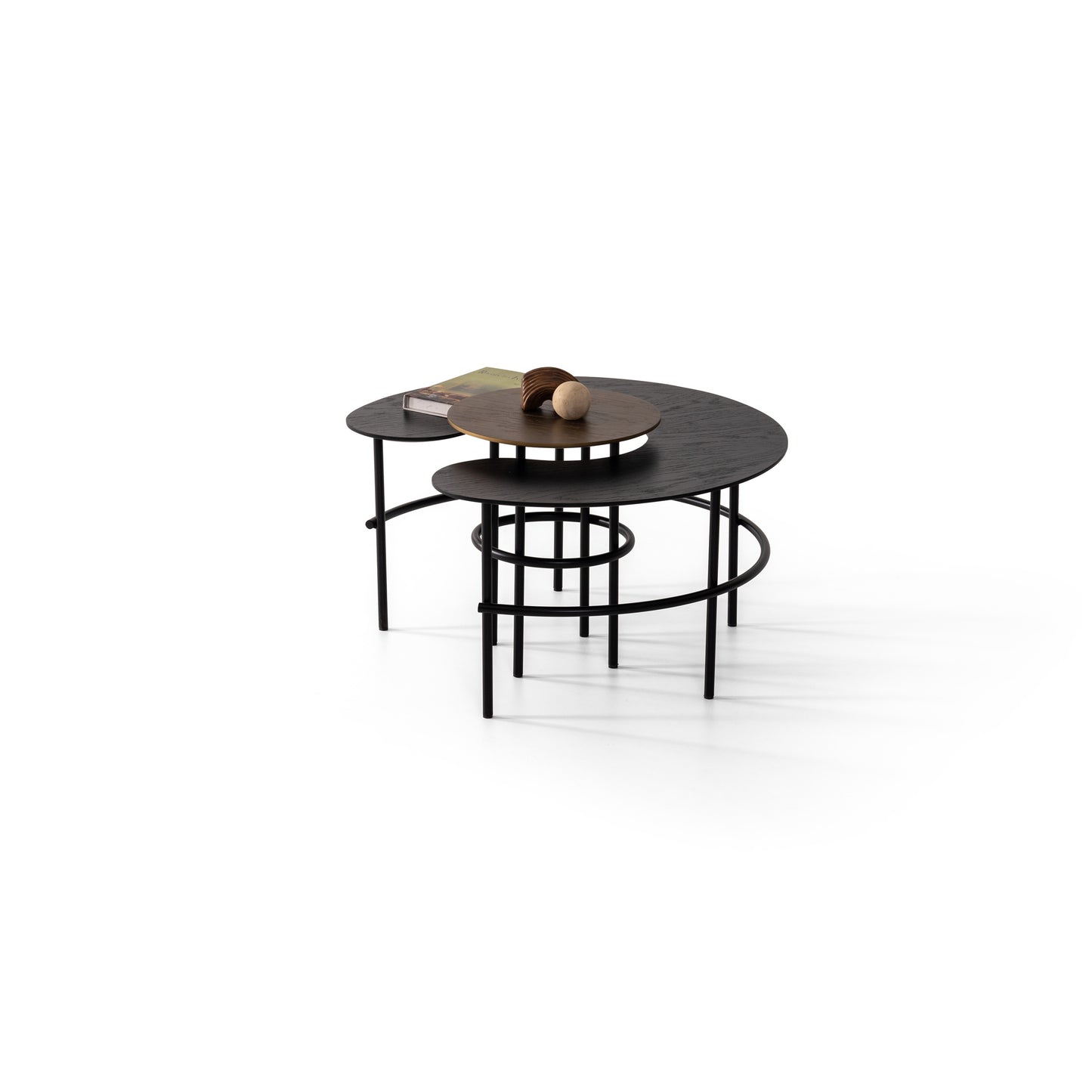 Couchtisch-Set Echtholzfurnier mit Metallbeinen – CT2405 – Ahié