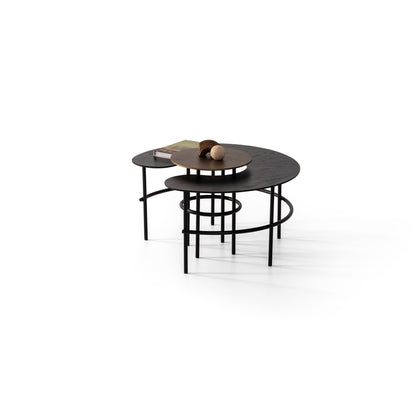 Couchtisch-Set Echtholzfurnier mit Metallbeinen – CT2405 – Ahié