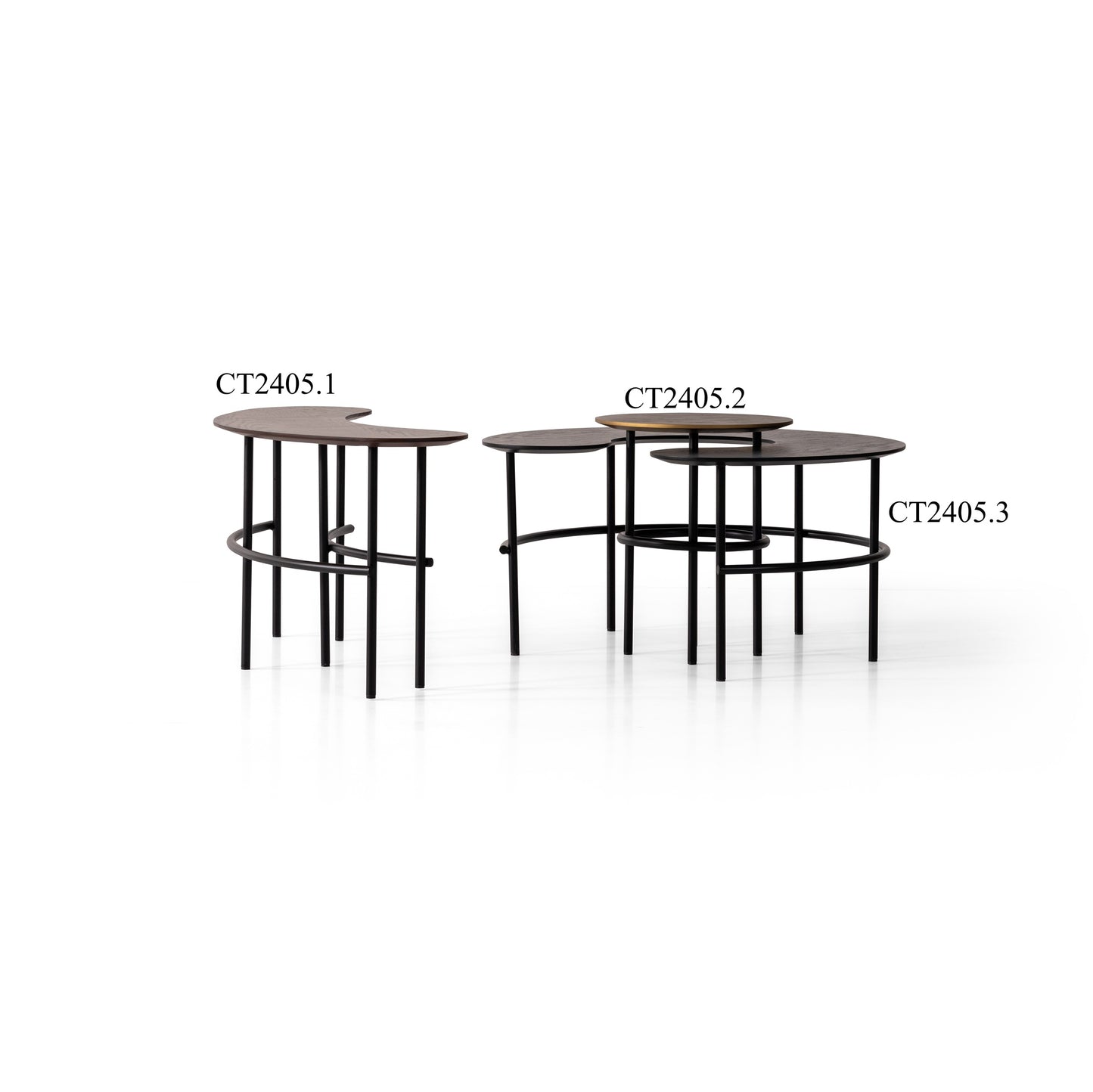 Couchtisch-Set Echtholzfurnier mit Metallbeinen – CT2405 – Ahié
