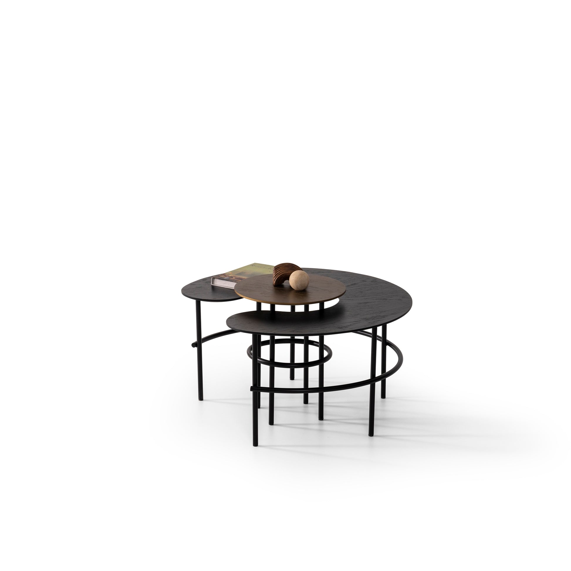 Couchtisch-Set Echtholzfurnier mit Metallbeinen – CT2405 – Ahié