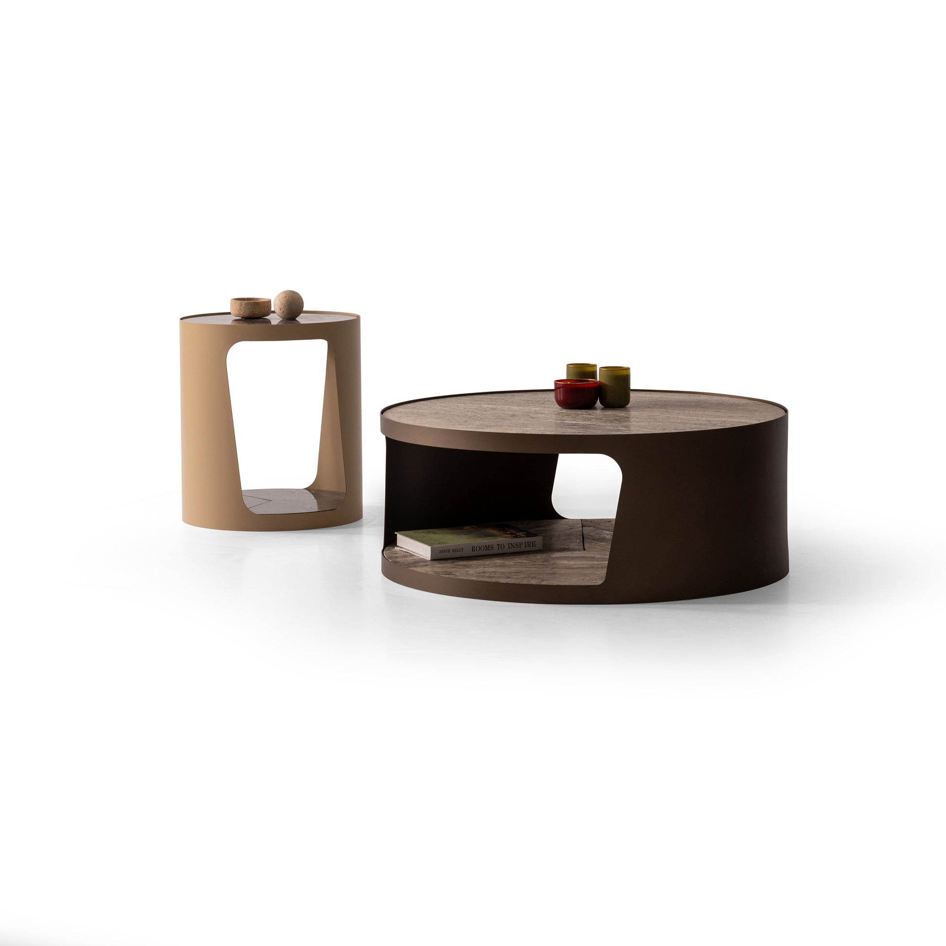 Couchtisch-Set Marmorplatte auf Metallbeinen – CT2406 – Ahié