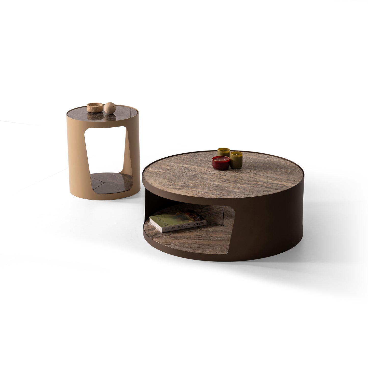 Couchtisch-Set Marmorplatte auf Metallbeinen – CT2406 – Ahié