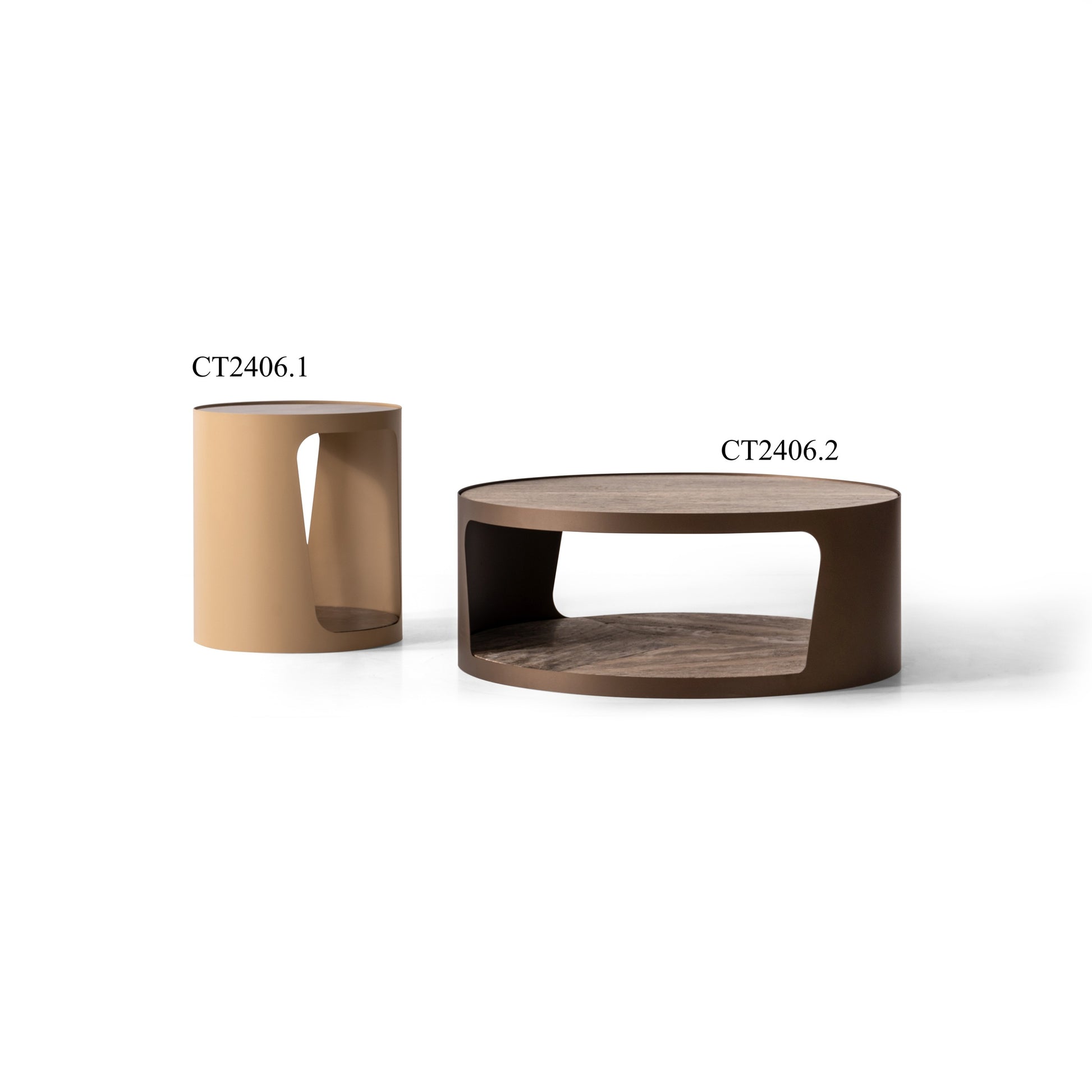 Couchtisch-Set Marmorplatte auf Metallbeinen – CT2406 – Ahié
