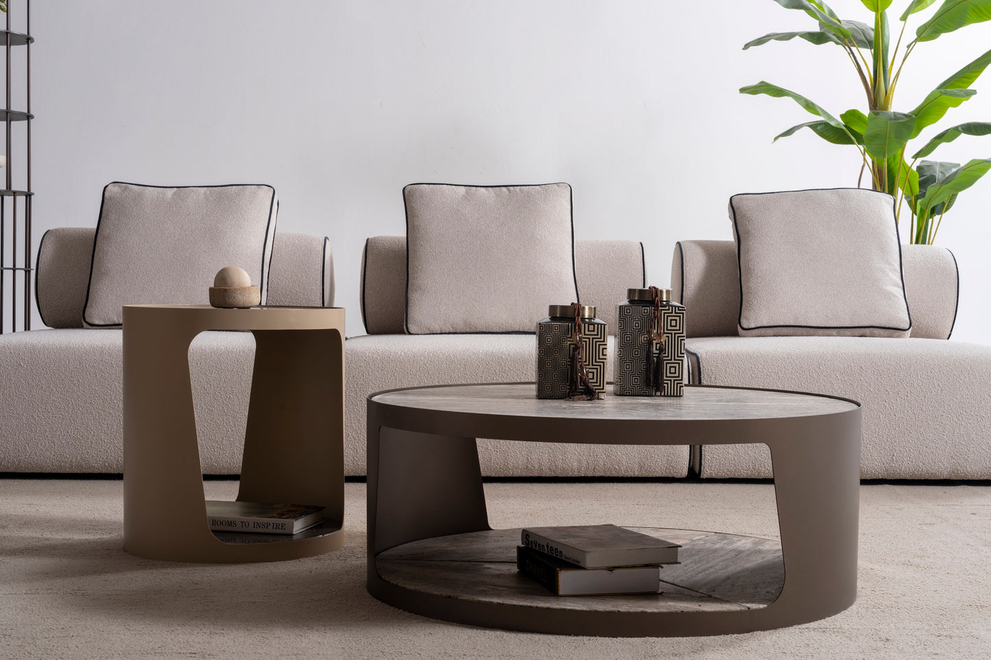 Couchtisch-Set Marmorplatte auf Metallbeinen – CT2406 – Ahié
