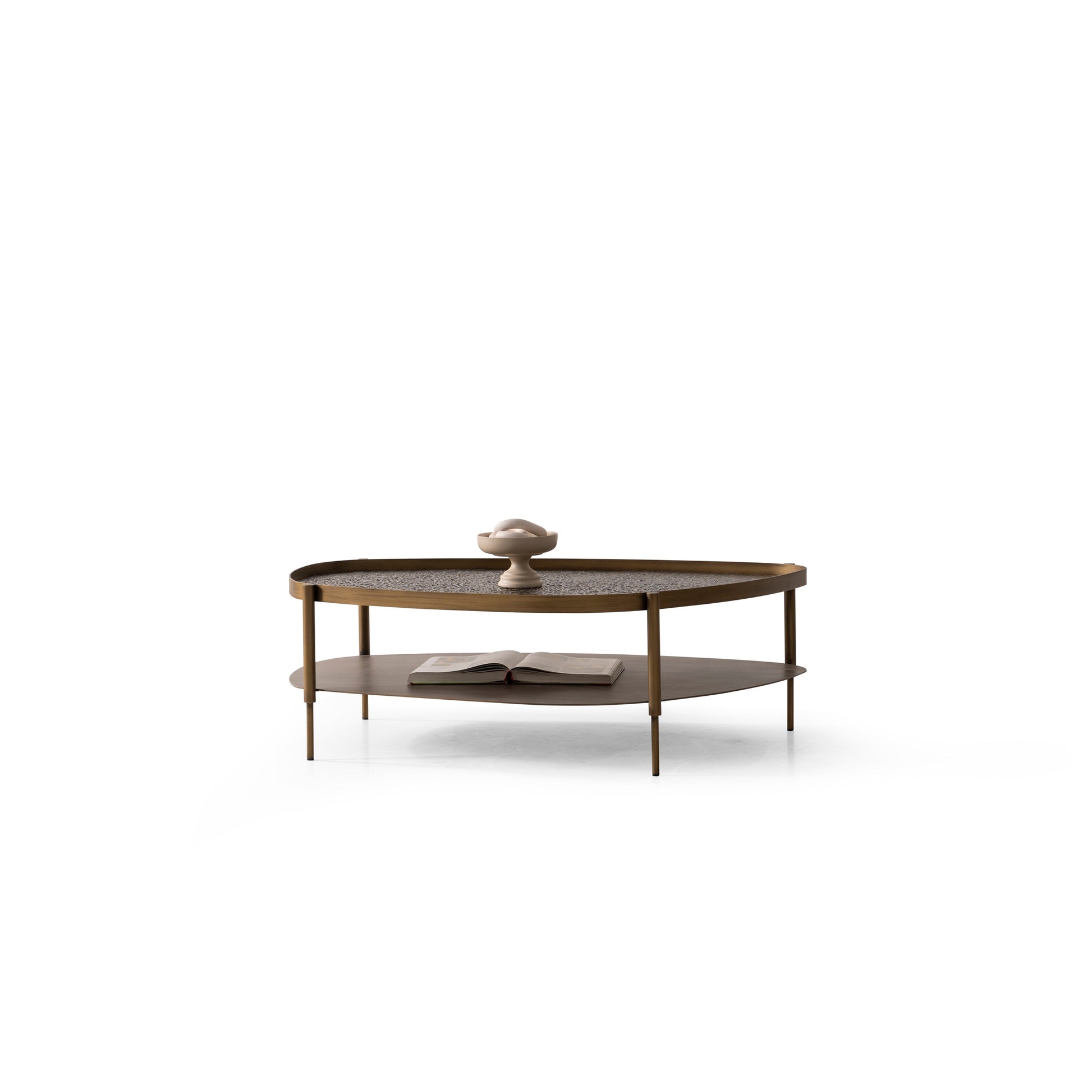 Couchtisch-Set Marmor und Glasplatte mit Messingoptik-Beinen – CT2409 – Ahié