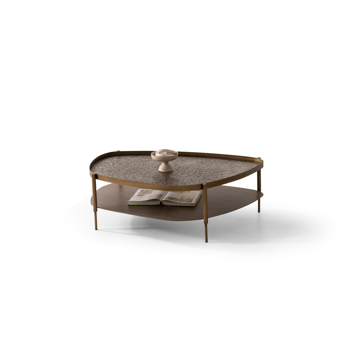 Couchtisch-Set Marmor und Glasplatte mit Messingoptik-Beinen – CT2409 – Ahié