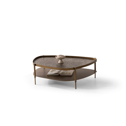 Couchtisch-Set Marmor und Glasplatte mit Messingoptik-Beinen – CT2409 – Ahié