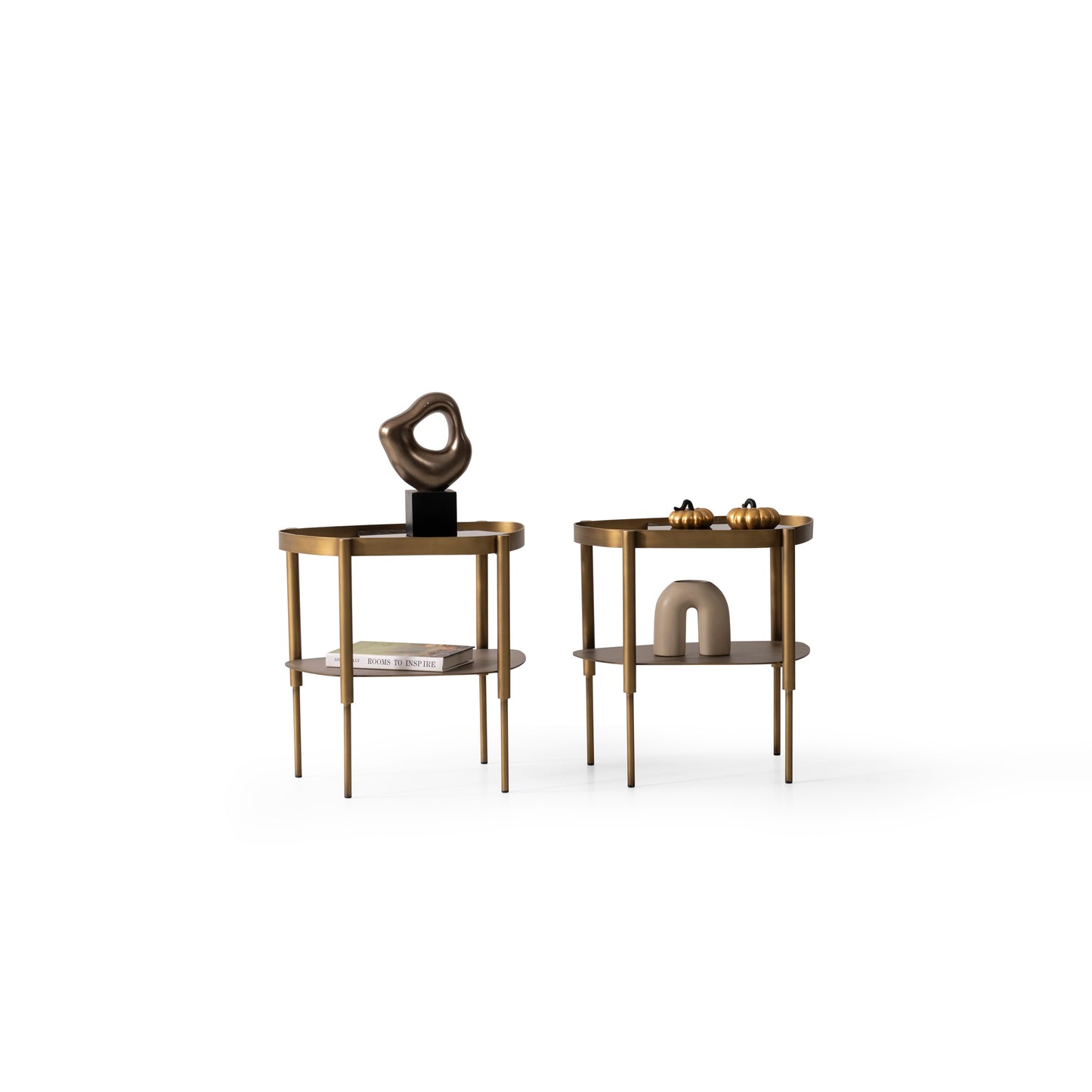 Couchtisch-Set Marmor und Glasplatte mit Messingoptik-Beinen – CT2409 – Ahié