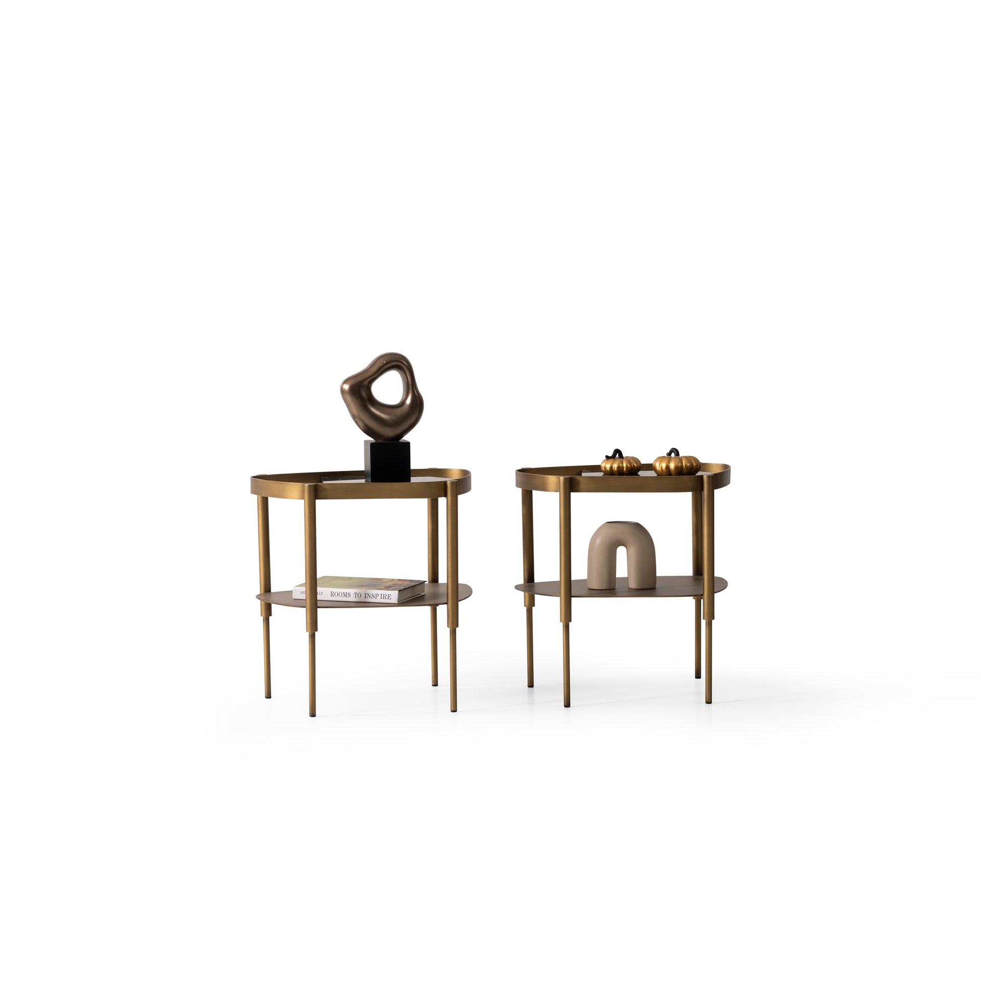 Couchtisch-Set Marmor und Glasplatte mit Messingoptik-Beinen – CT2409 – Ahié