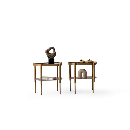 Couchtisch-Set Marmor und Glasplatte mit Messingoptik-Beinen – CT2409 – Ahié