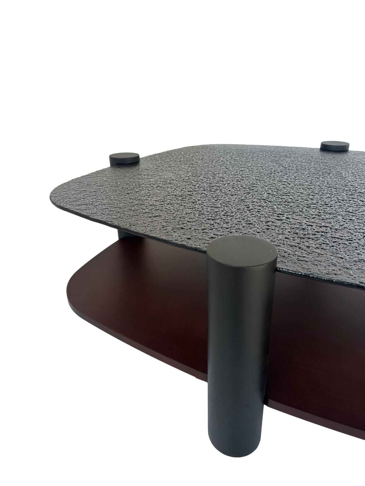 Couchtisch-Set Glas- und Furnier-Platte auf Metallbeinen – CT2414 – Ahié