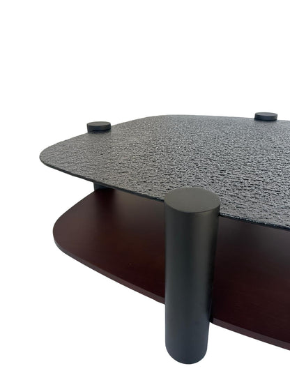 Couchtisch-Set Glas- und Furnier-Platte auf Metallbeinen – CT2414 – Ahié
